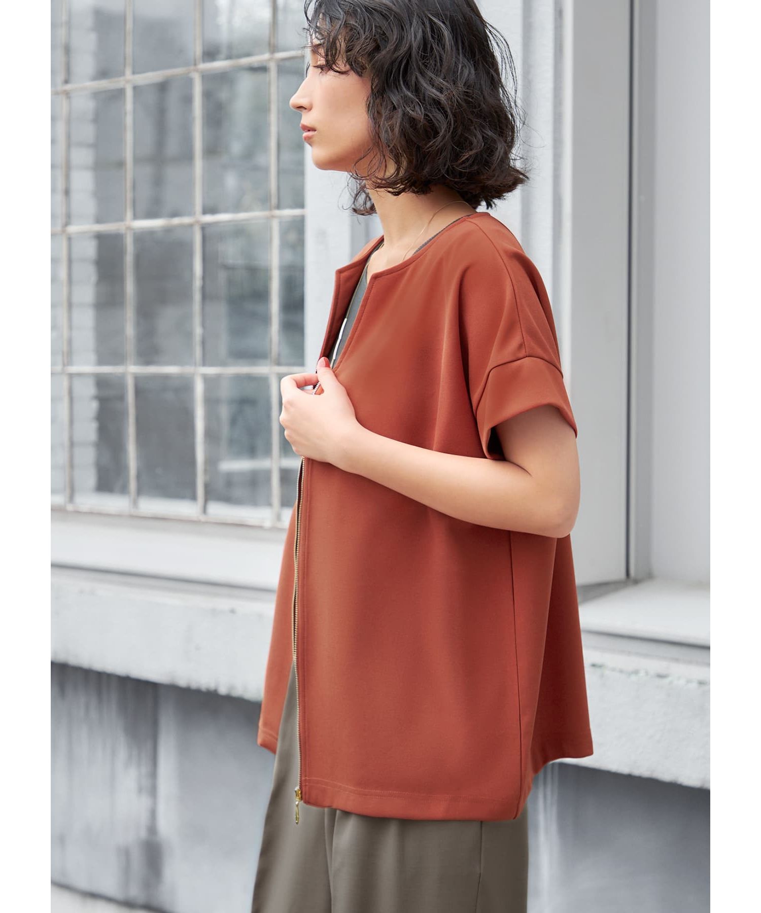 STYLE DELI「カットジョーゼットジップブラウス」|シャツ・ブラウス|