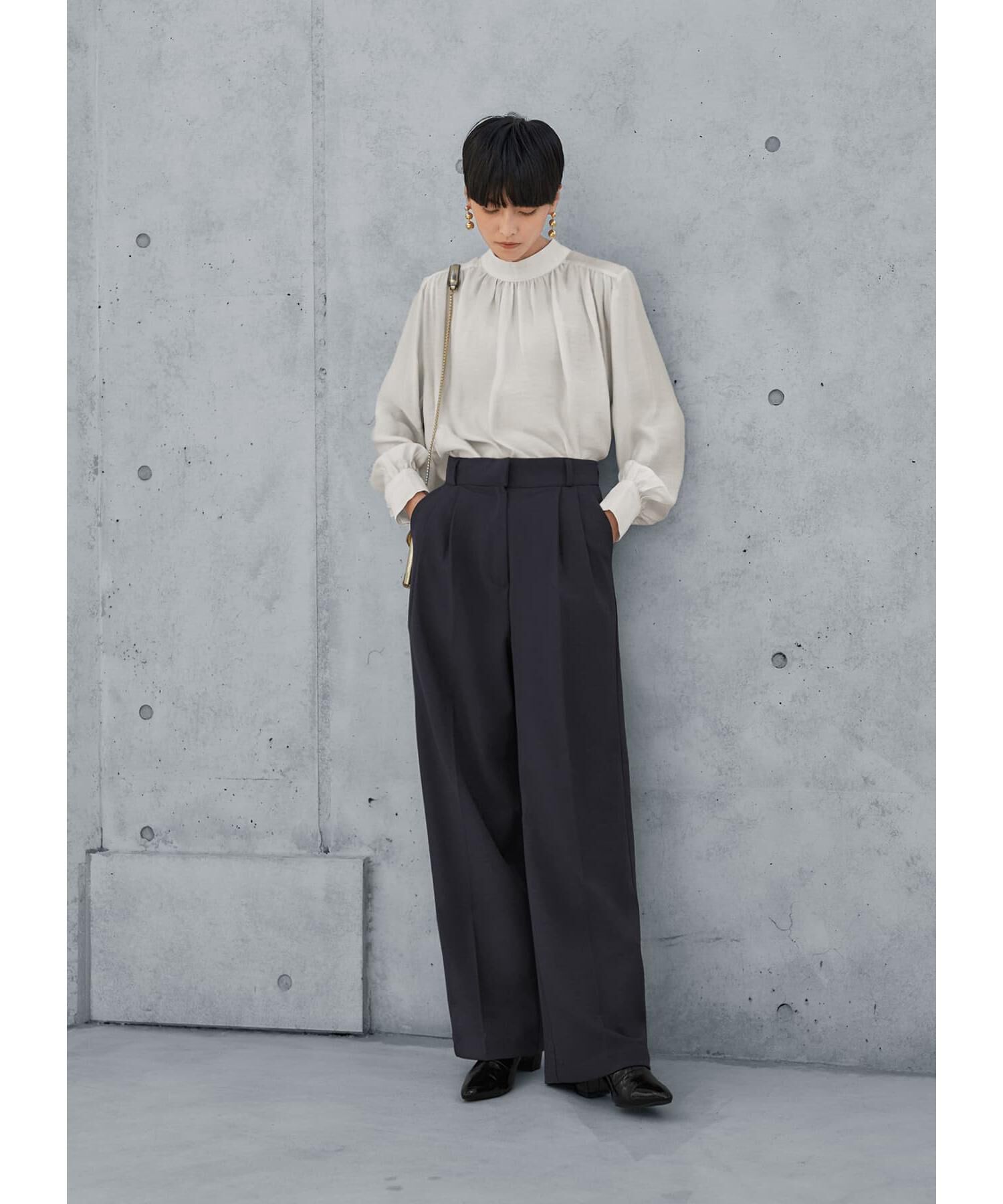 STYLE DELI「微光沢シボ感ギャザーブラウス」|シャツ・ブラウス|