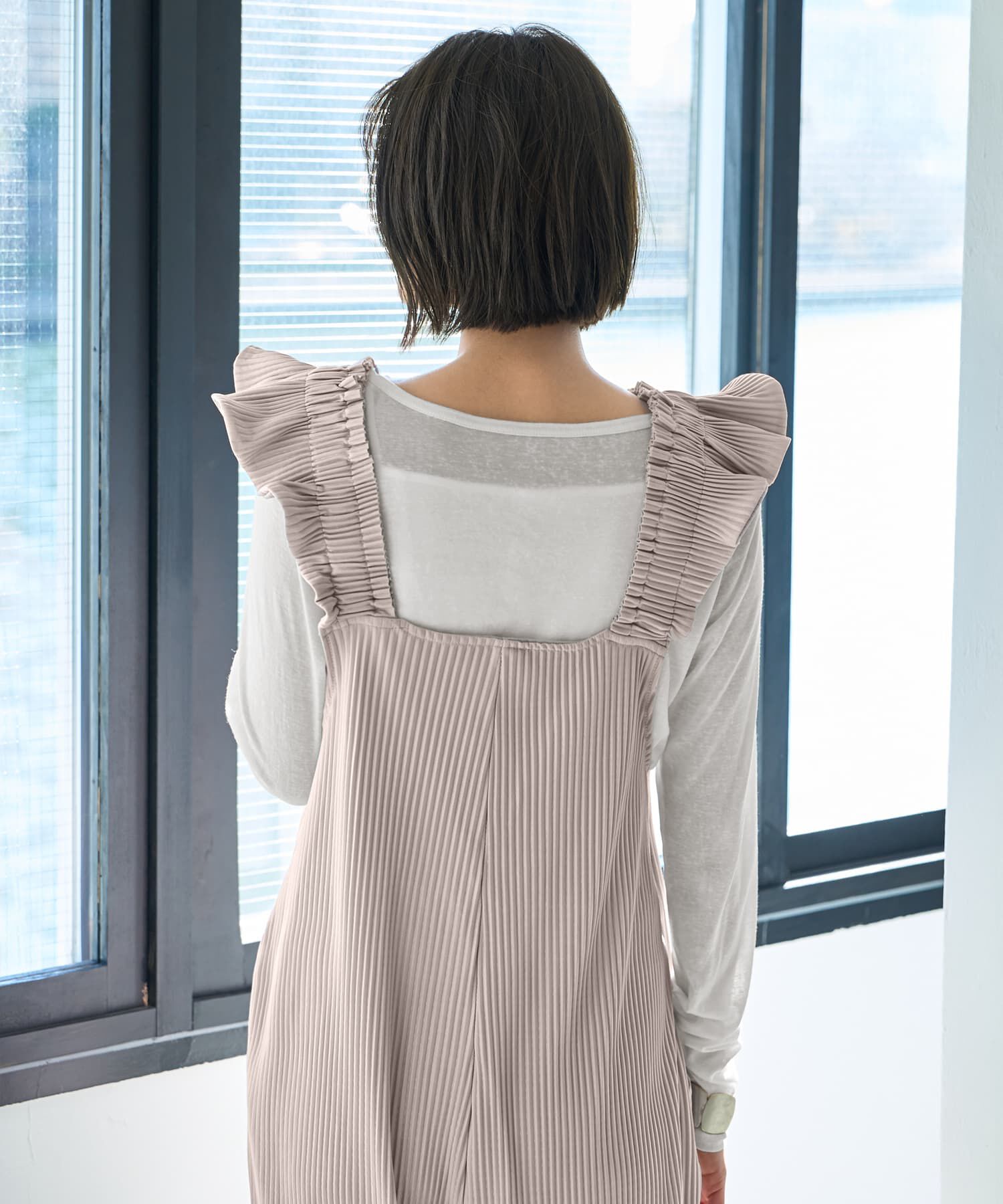 STYLE DELI「プリーツ加工フリルストラップサロペット」|オールインワン|