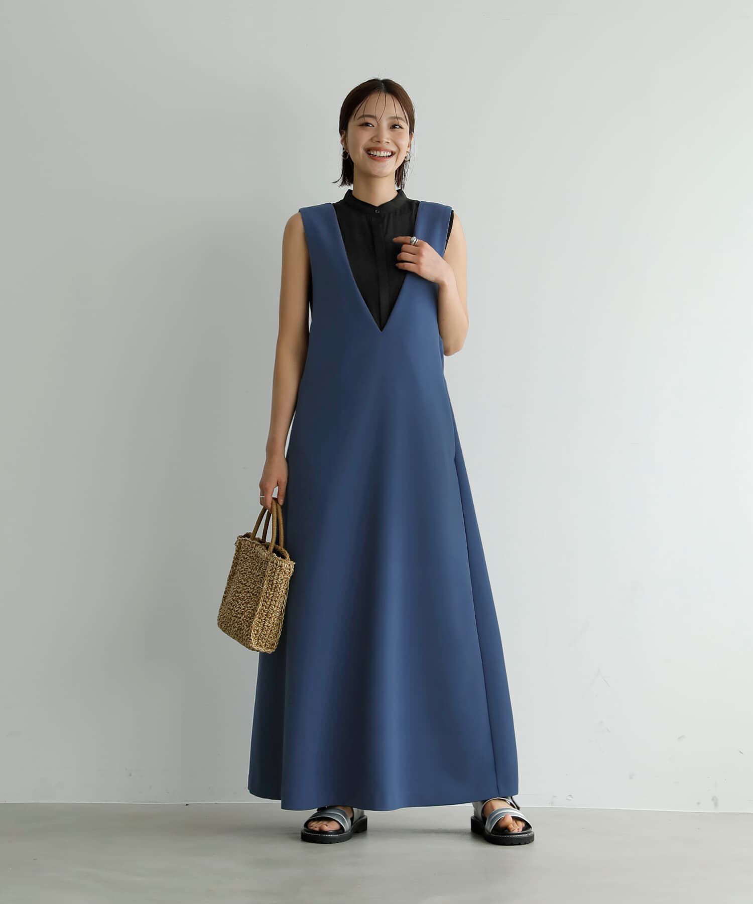 STYLE DELI「【LUXE】AラインフロントVジャンパースカート」|ジャンパースカート|