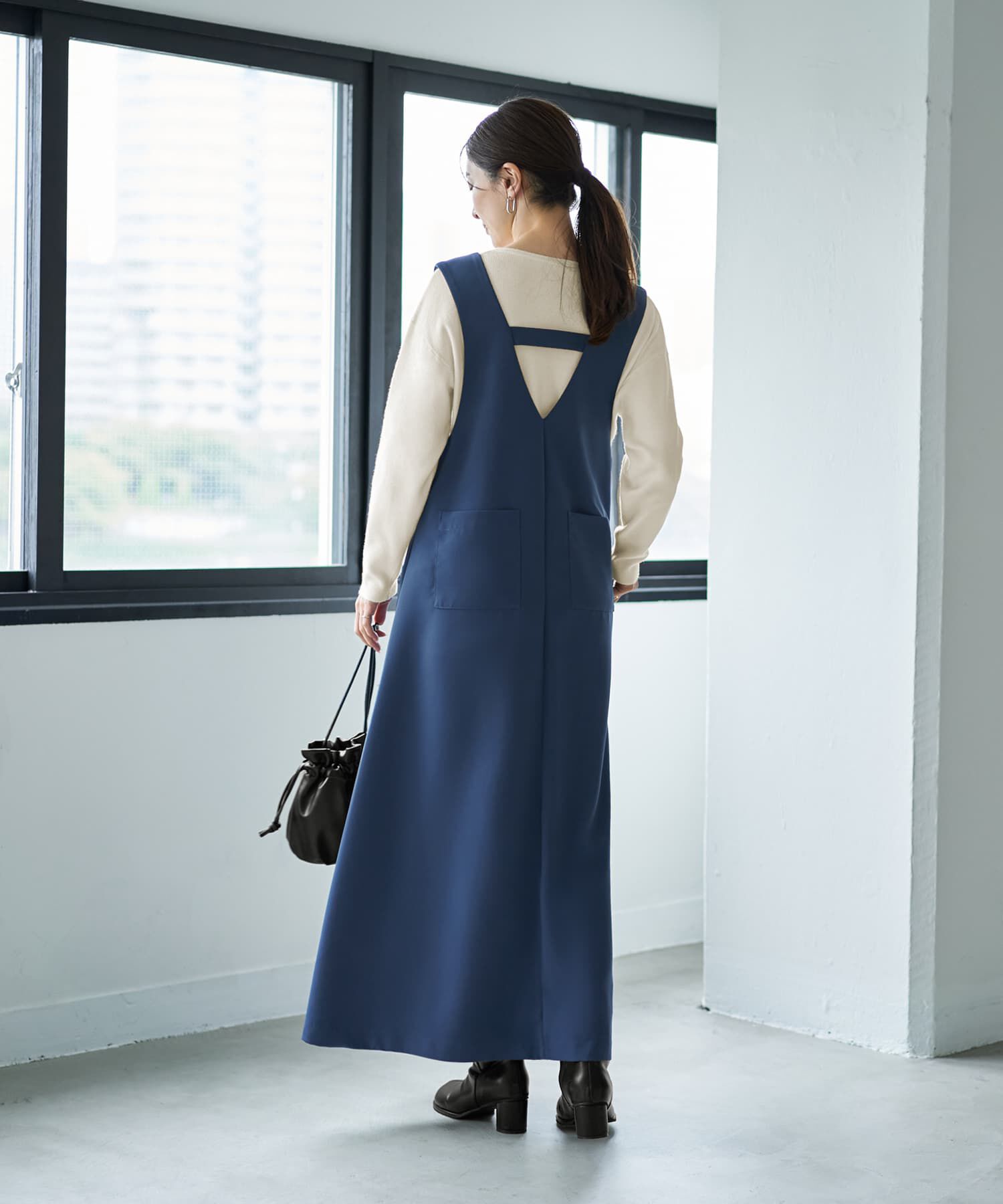 STYLE DELI「【LUXE】AラインフロントVジャンパースカート」|ジャンパースカート|