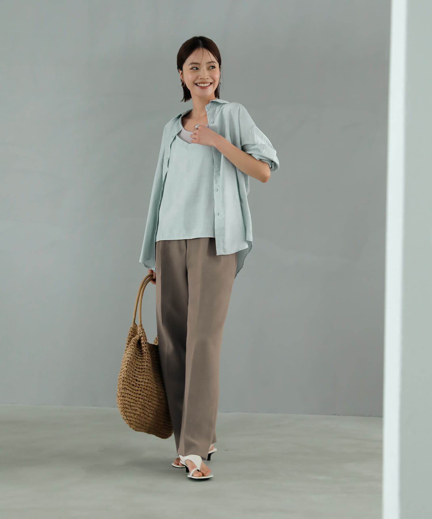 STYLE DELI「羽織れるシボ生地シャツとキャミソールのセット」|シャツ・ブラウス|