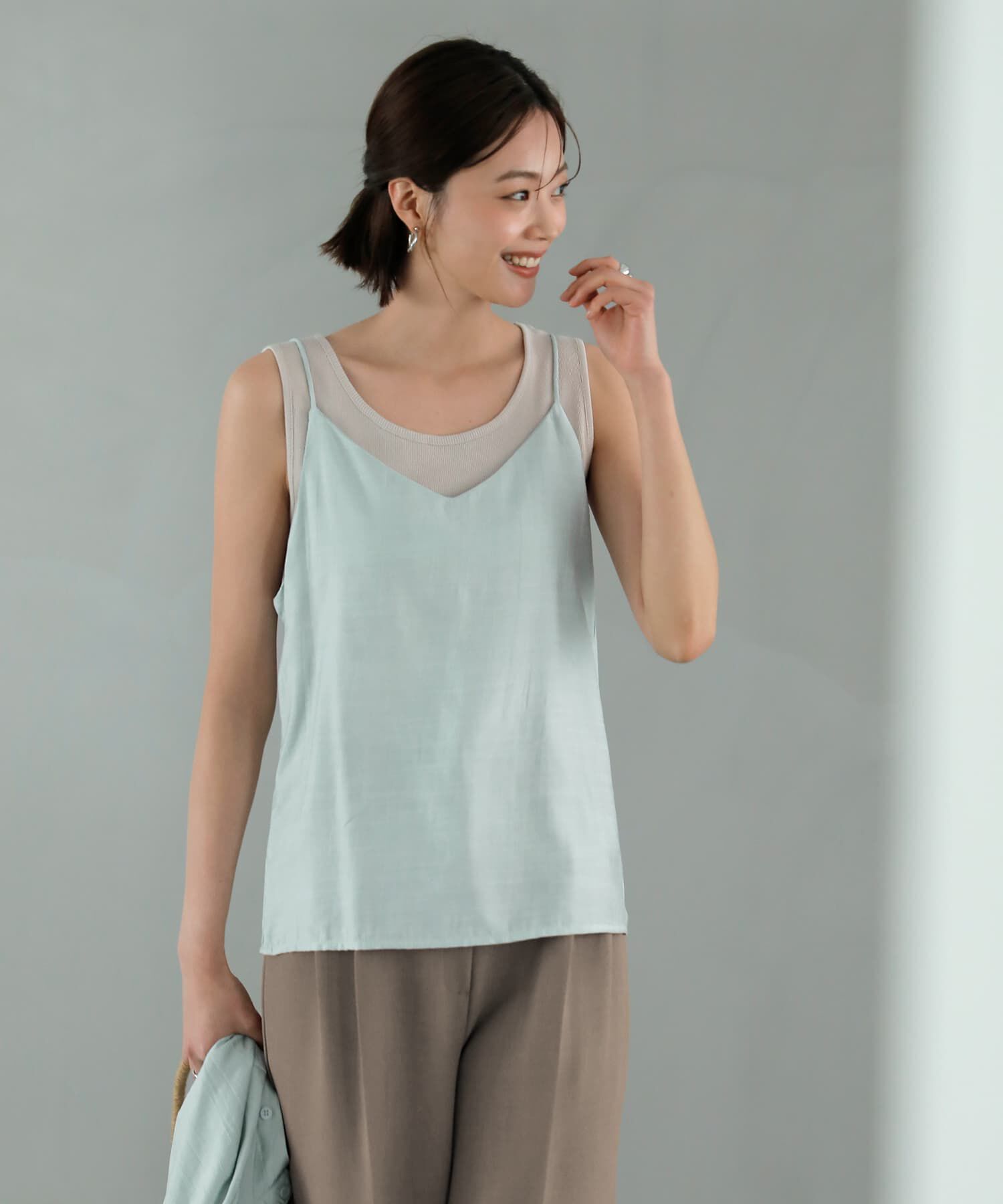 STYLE DELI「羽織れるシボ生地シャツとキャミソールのセット」|シャツ・ブラウス|