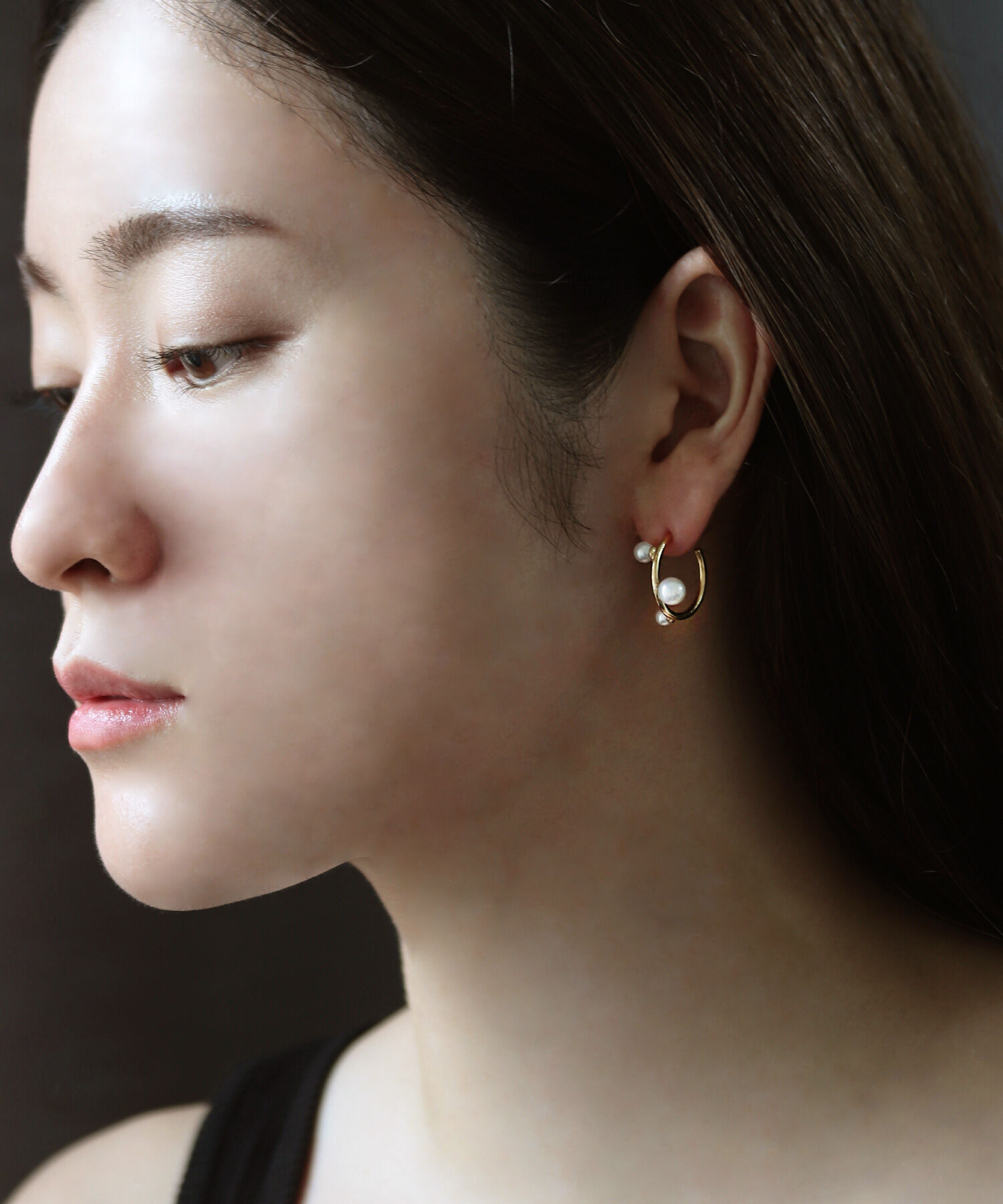  「silver925 パールビジュー ランダム フープピアス（ニッケルフリー）」|ピアス|