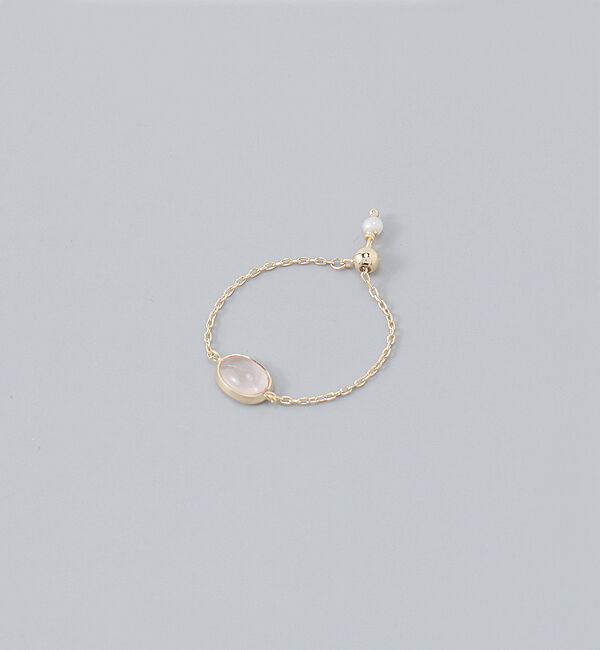 JUPITER「【K10】天然石チェーンリング/ローズクォーツ」|リング|ゴールド