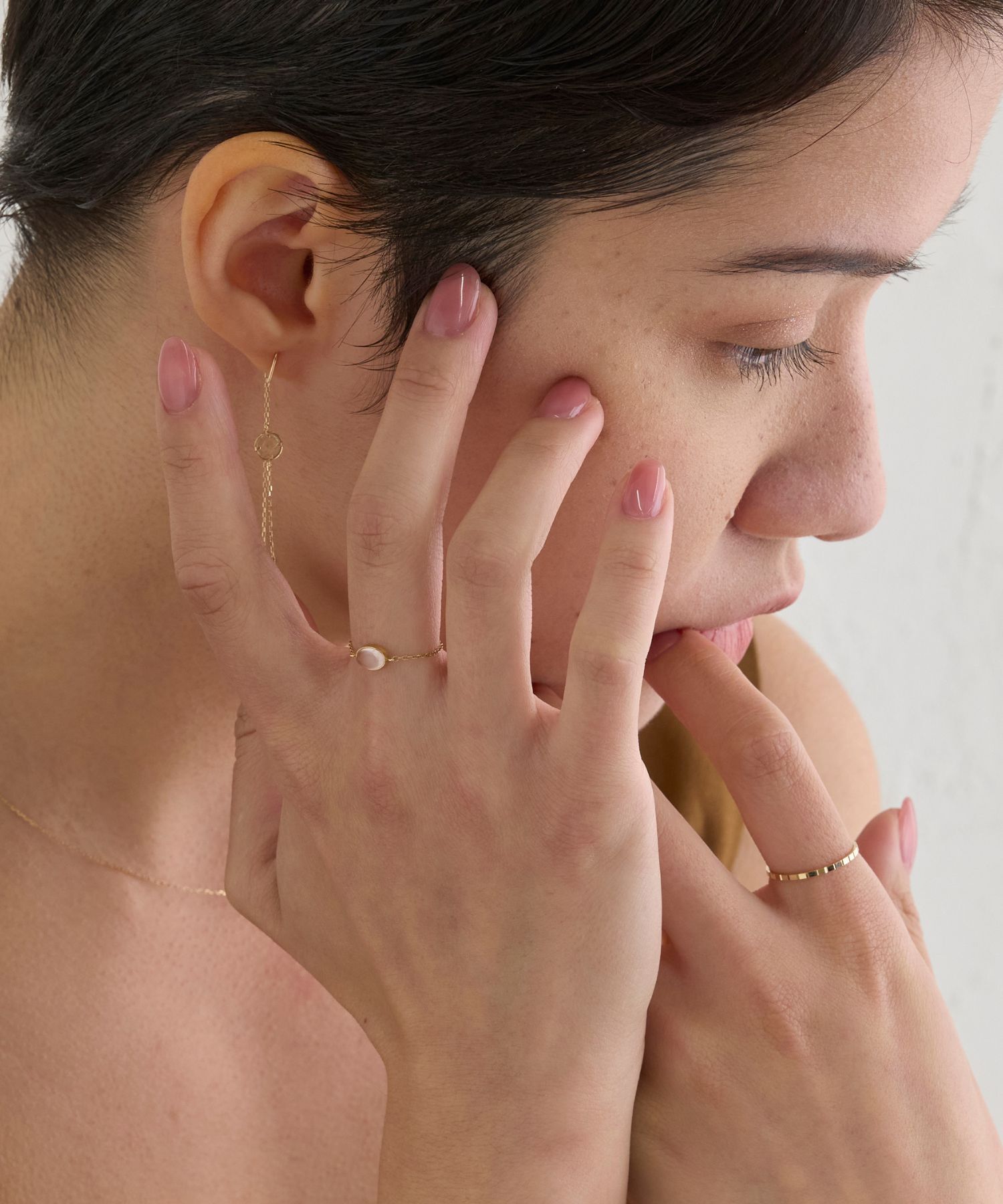 JUPITER「【K10】天然石チェーンリング/ローズクォーツ」|リング|