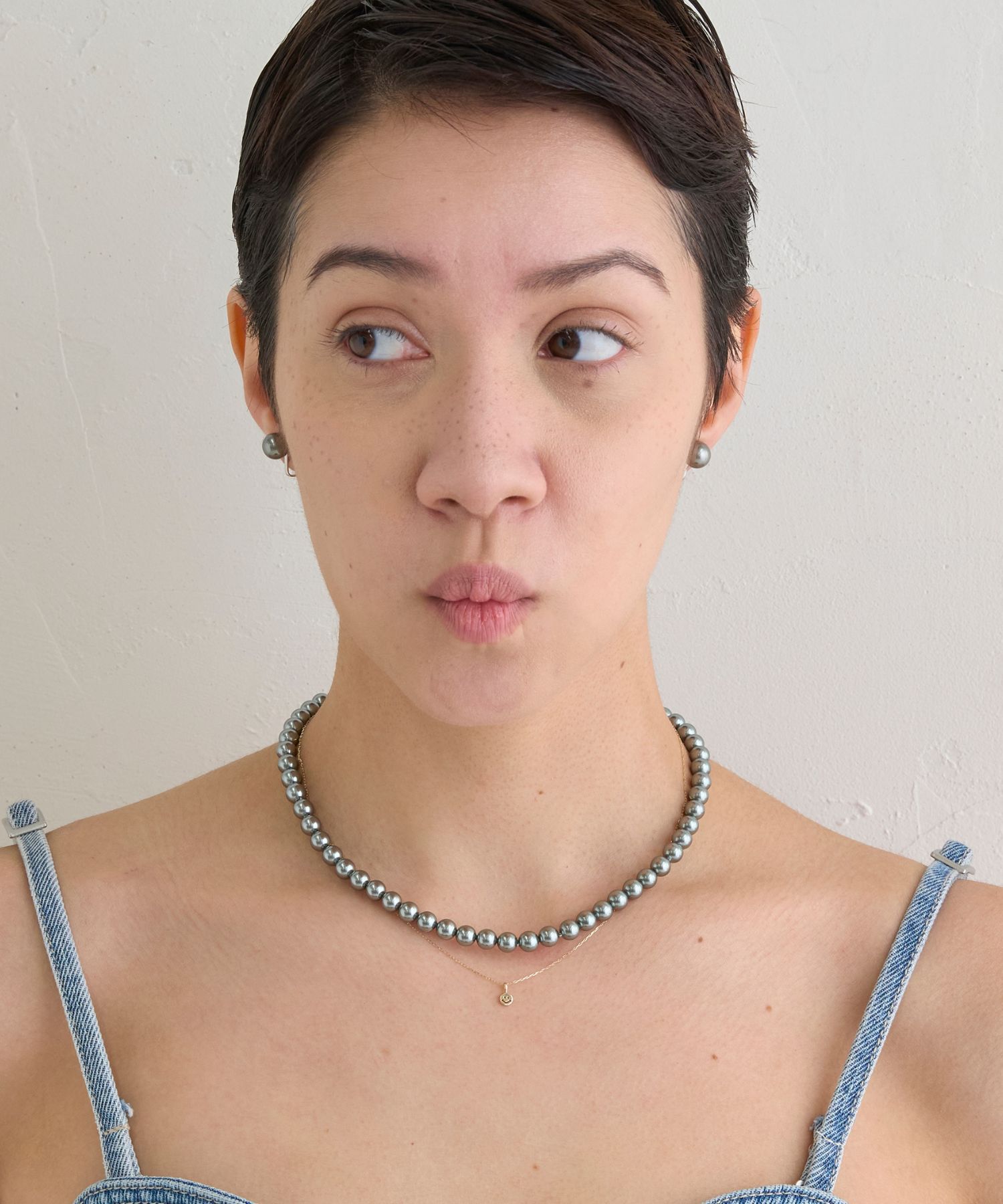 JUPITER「【国産貝パール】フォーマルパールネックレス＆イヤリングセット　グレー」|ネックレス|