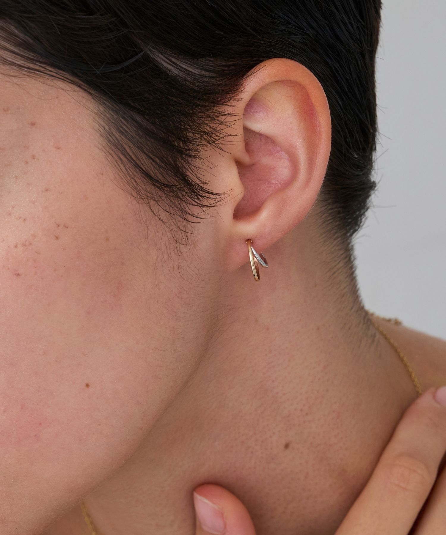 JUPITER「【K10&SV925】ダブルラインコンビフープピアス」|ピアス|