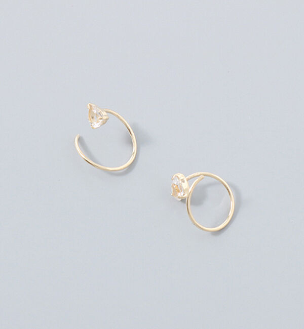 Phoebe「【K10】ストーンダブルループピアス/BOX付き」|ピアス|ゴールド