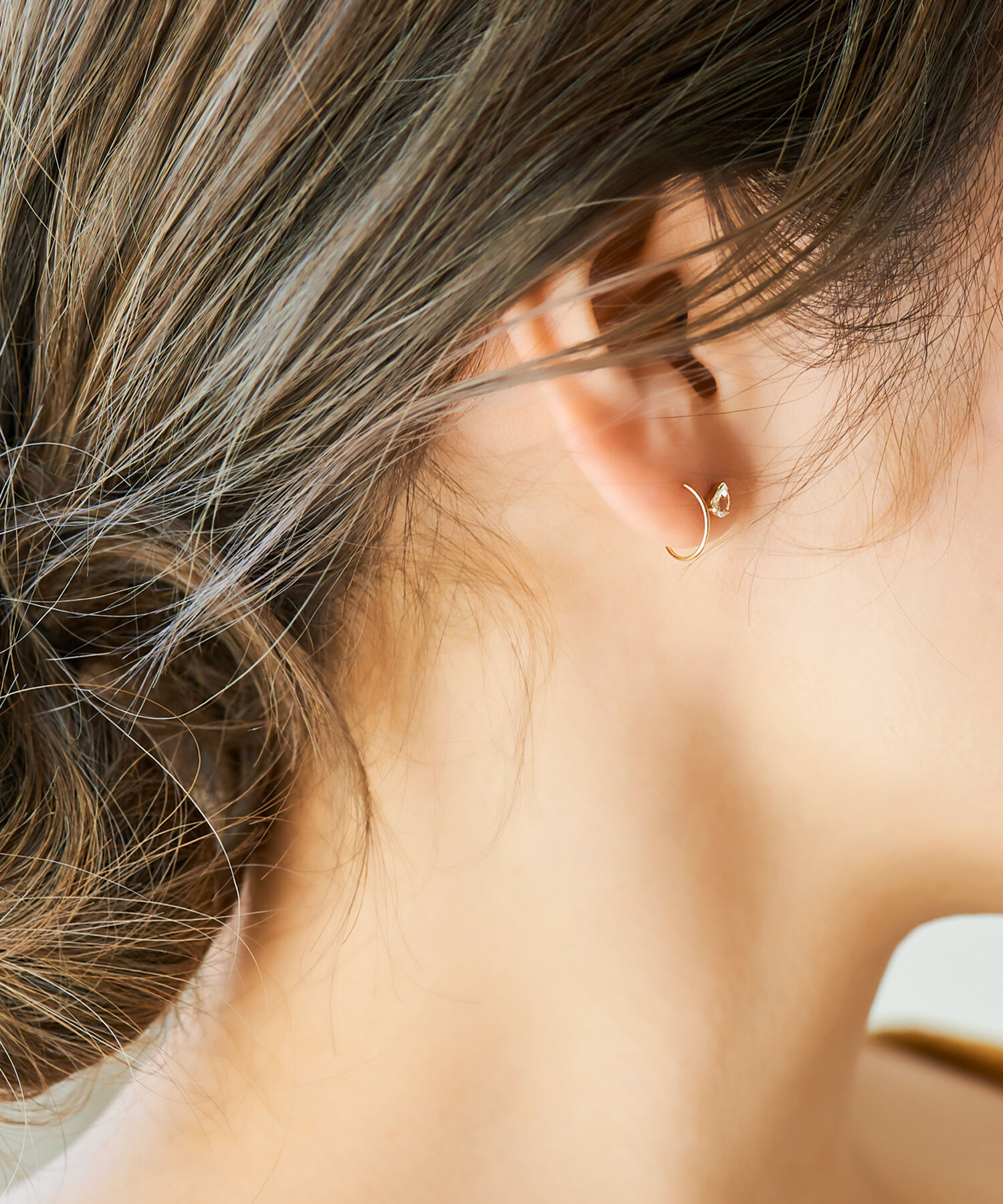 Phoebe「【K10】ストーンダブルループピアス/BOX付き」|ピアス|