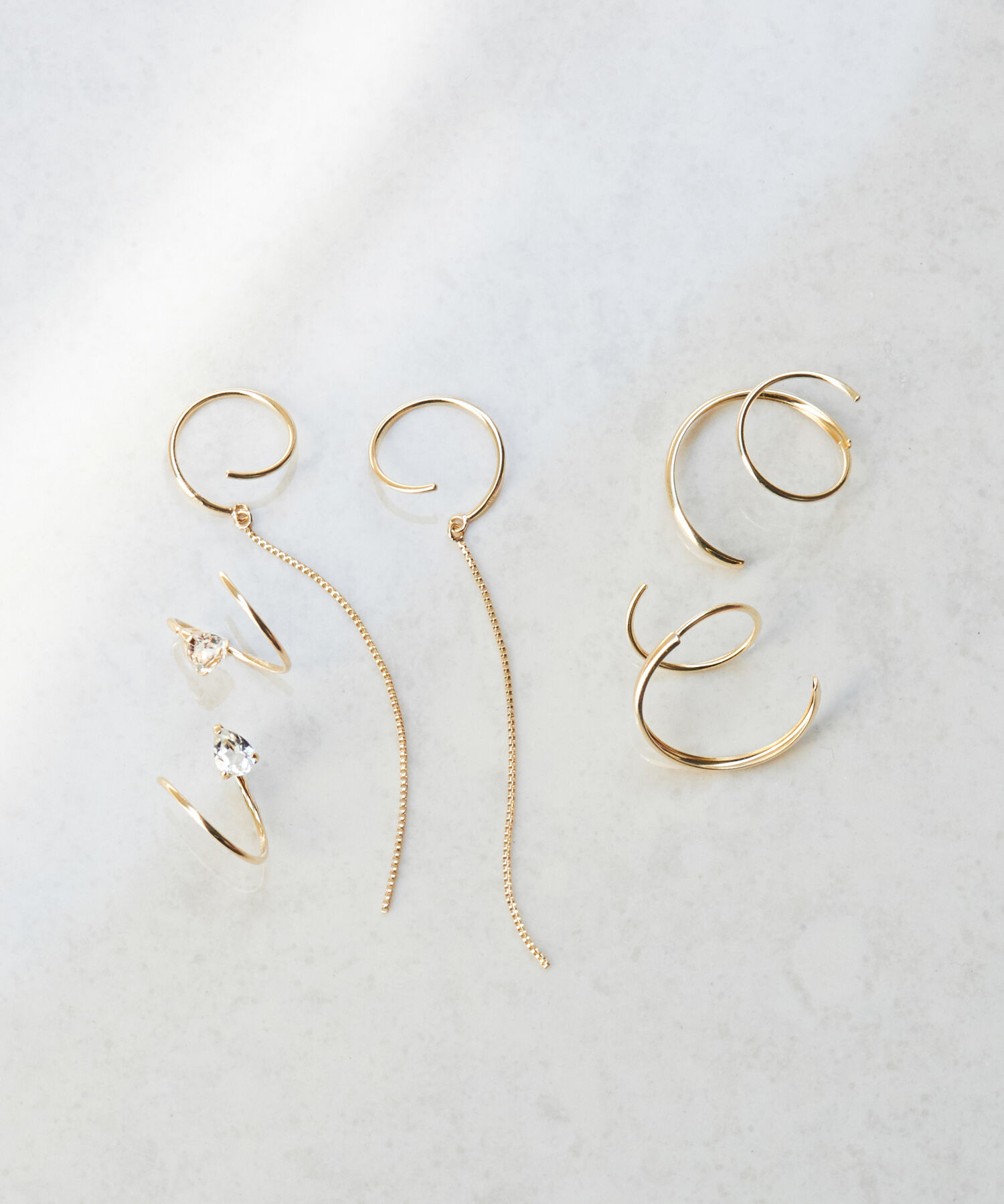 Phoebe「【K10】ストーンダブルループピアス/BOX付き」|ピアス|