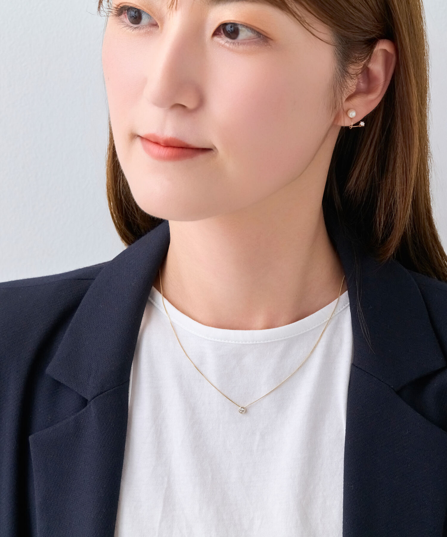 Phoebe「【金属アレルギー対応】シャインベゼルセッティングネックレス　ゴールド」|ネックレス|