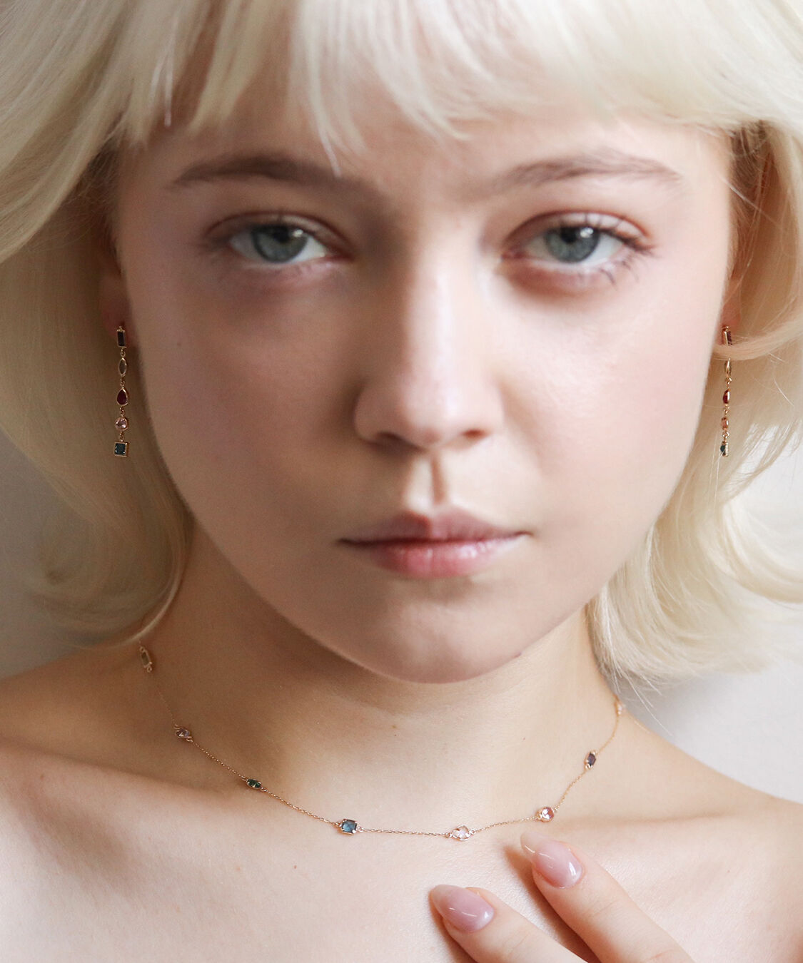  「マルチカラー ストーン ネックレス | K10YG」|ネックレス|