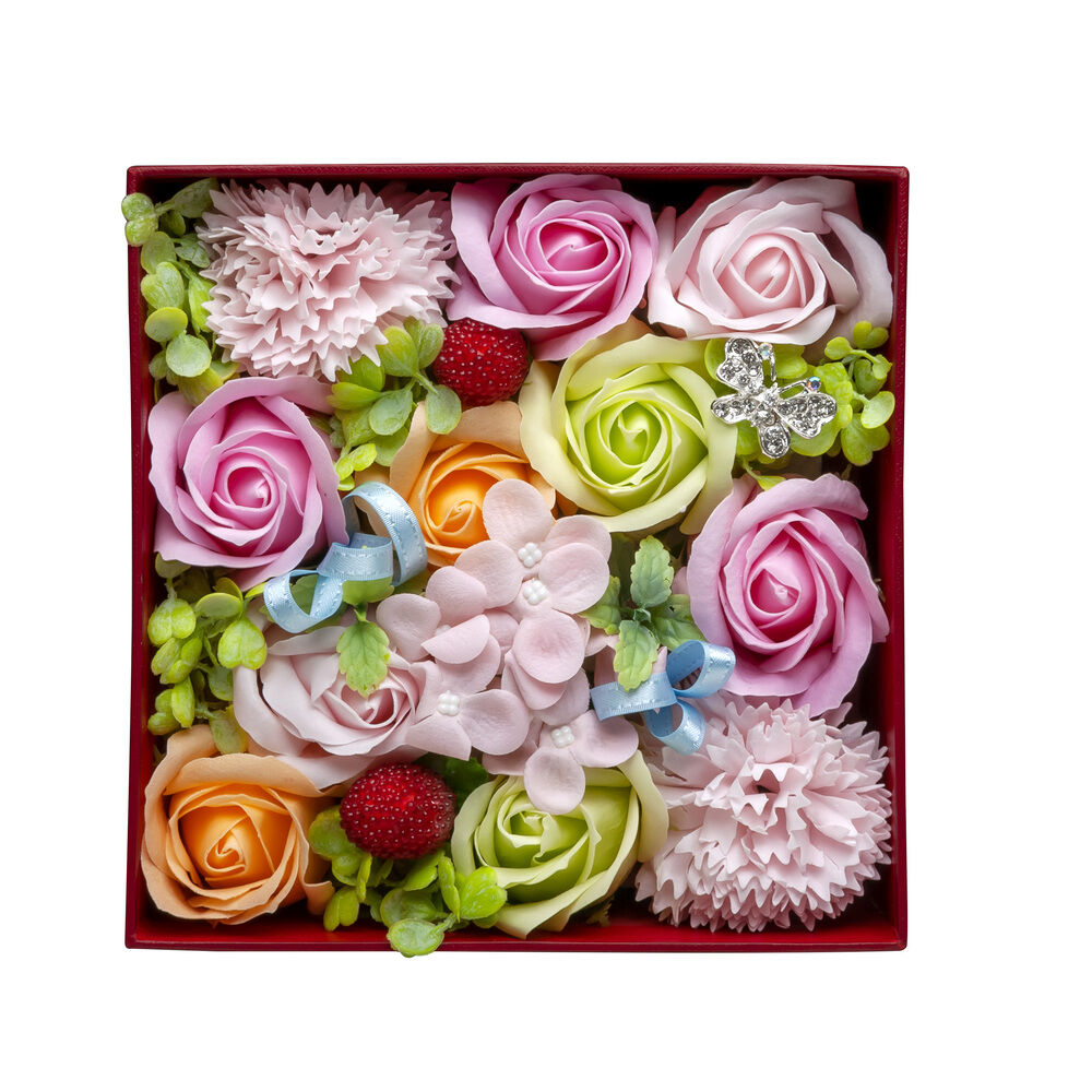 BACKYARD FAMILY「ソープフラワー ボックス 通販 グレースボックス 正方形SSサイズ アーティフィシャルフラワー」|その他|ピンク2