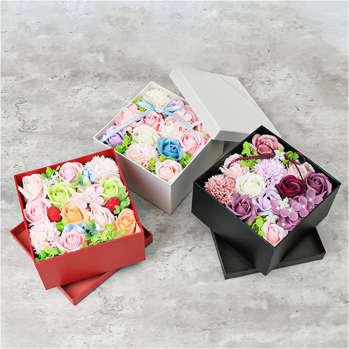 BACKYARD FAMILY「ソープフラワー ボックス 通販 グレースボックス 正方形SSサイズ アーティフィシャルフラワー」|その他|