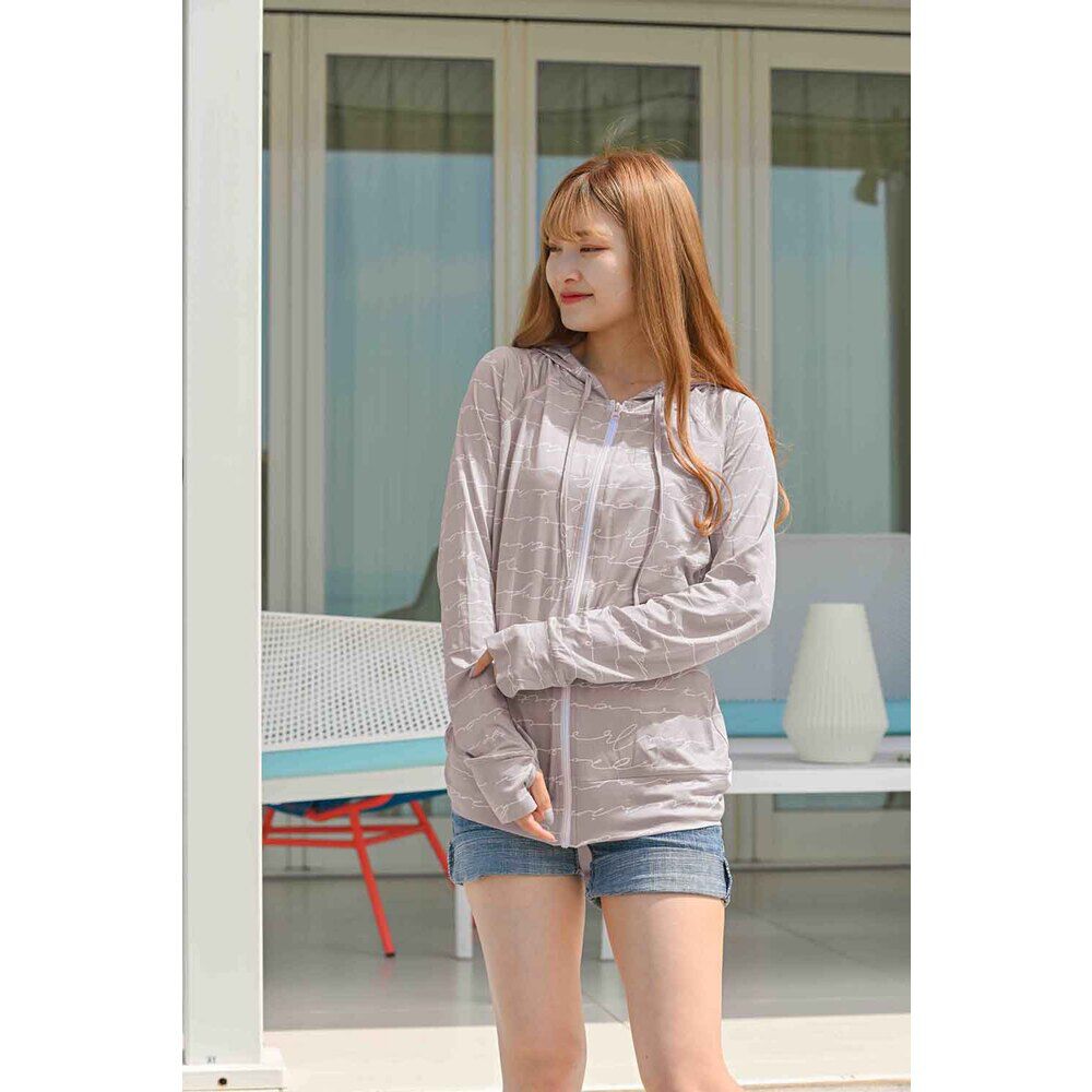 BACKYARD FAMILY「ラッシュガード レディース 長袖 通販 おしゃれ 柄 パーカー 夏 ジップアップ M-L L-LL」|スポーツ|グレー2