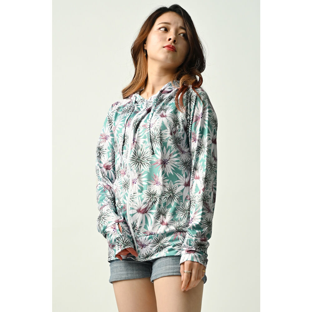 BACKYARD FAMILY「ラッシュガード レディース 長袖 通販 おしゃれ 柄 パーカー 夏 ジップアップ M-L L-LL」|スポーツ|グレー3