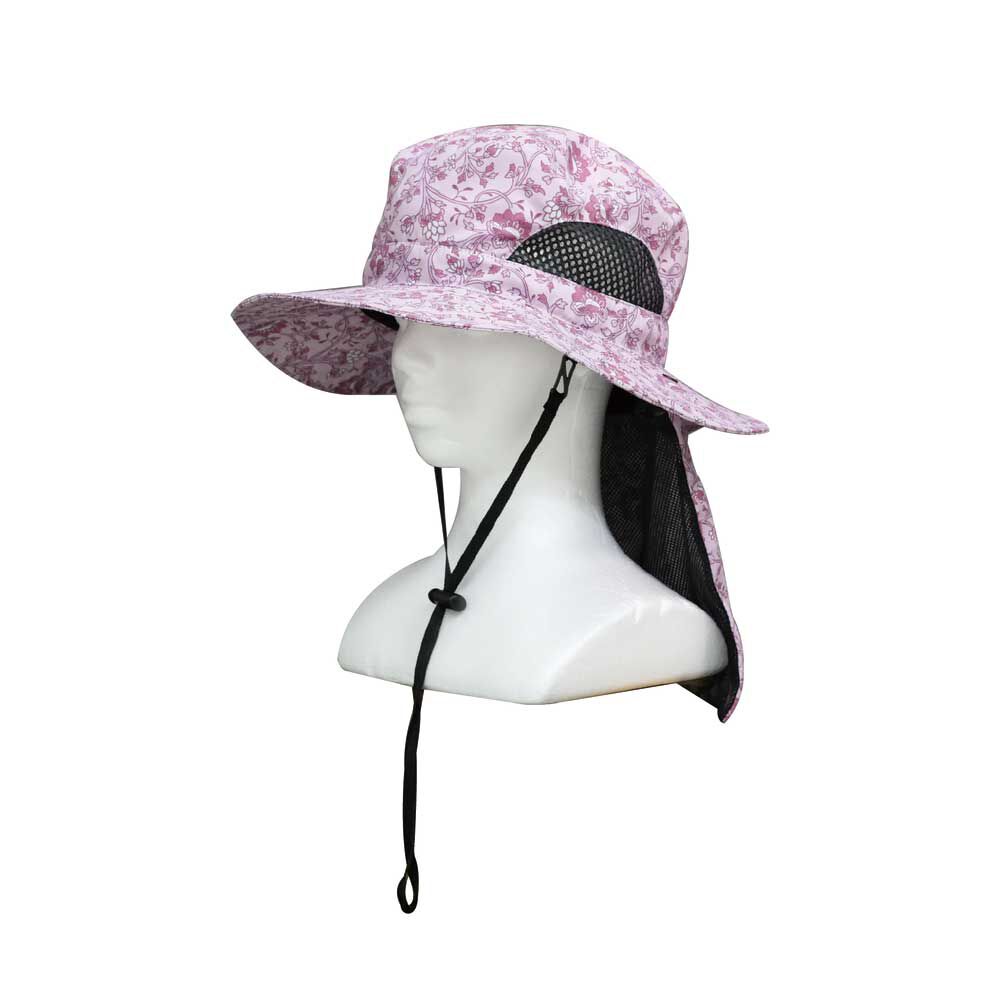 BACKYARD FAMILY「UVカット 帽子 レディース 日よけ 首の後ろ 通販 サファリハット 折りたたみ帽子 つば広帽子」|ハット|ピンク1