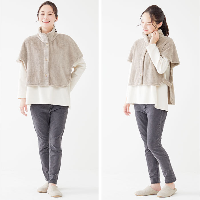 BACKYARD FAMILY「肩当て ボア レディース 通販 着るブランケット 着る毛布 かわいい 肩あて ガウン 毛布」|ルームウェア|