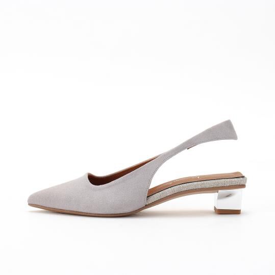 銀座かねまつ「NB250203SUELGY 【本革】メタリックヒールスリングバックパンプス」|パンプス|