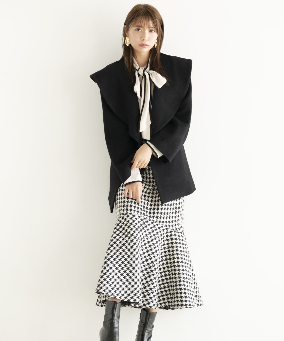 アンドクチュール「ファンシー千鳥切替スカート」|フレア|