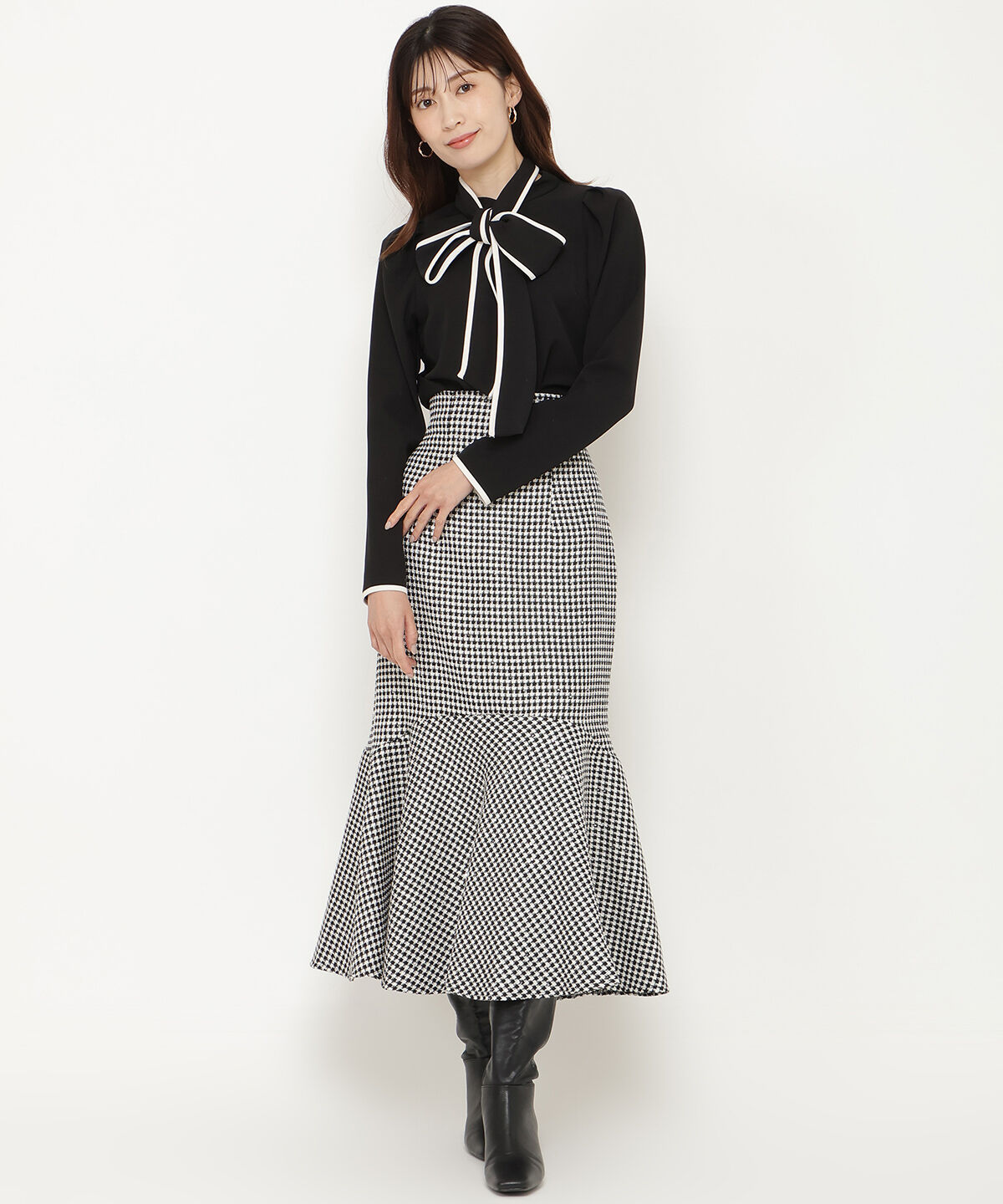 アンドクチュール「ファンシー千鳥切替スカート」|フレア|