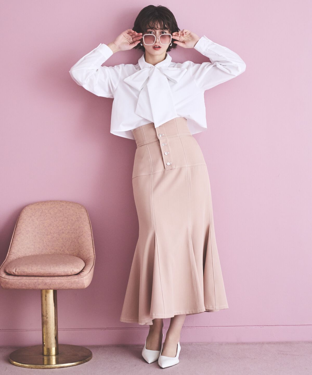 アンドクチュール「AC刺繍ボウタイシャツ」|シャツ・ブラウス|