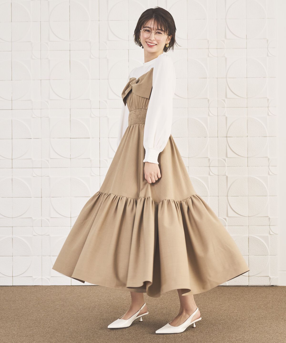 アンドクチュール「フロントリボンティアードワンピース」|ワンピース|