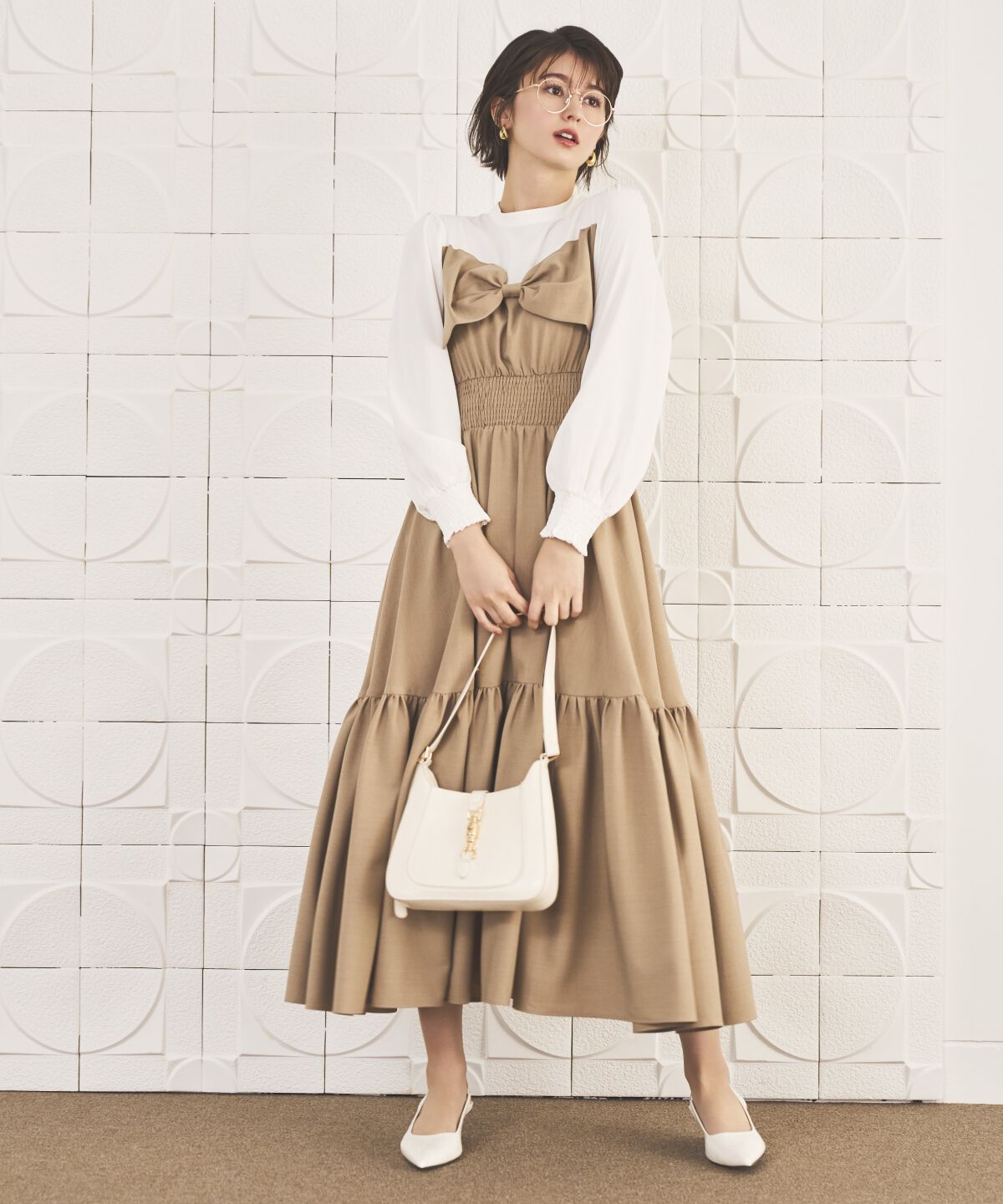 アンドクチュール「フロントリボンティアードワンピース」|ワンピース|