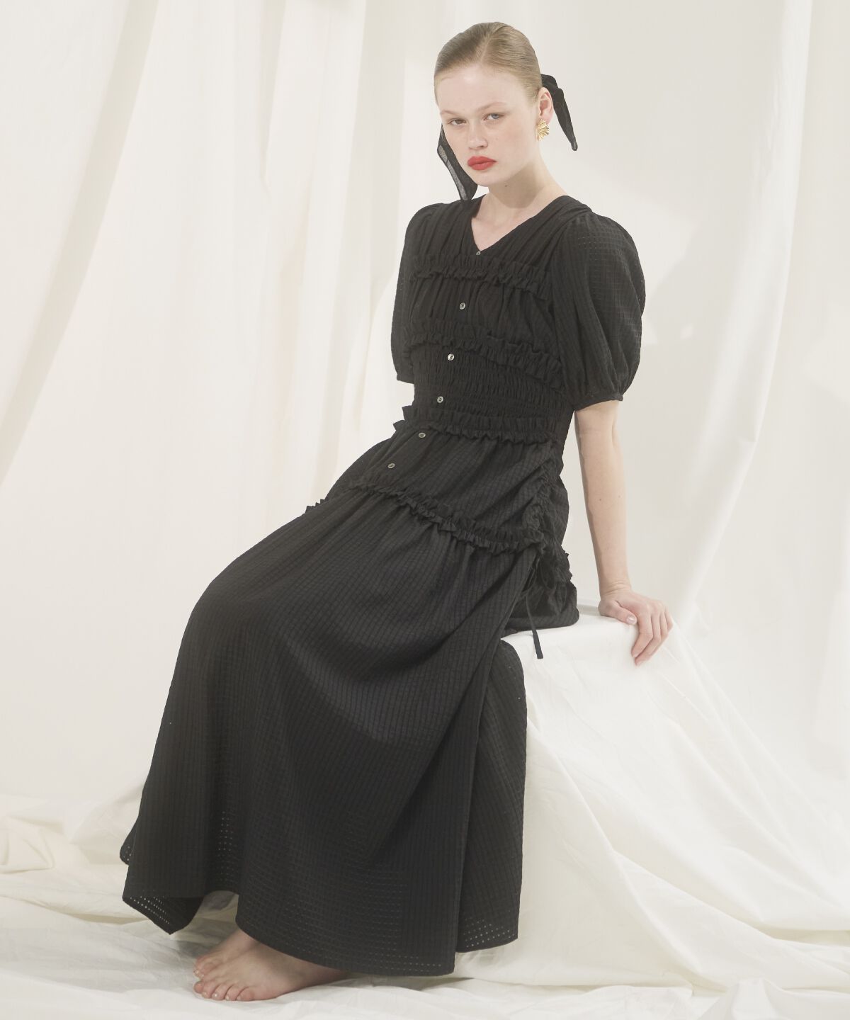 アンドクチュール「シャーリングビスチェワンピース」|ワンピース|