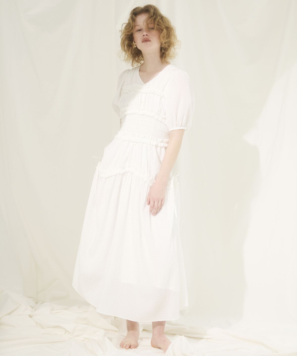 アンドクチュール「シャーリングビスチェワンピース」|ワンピース|