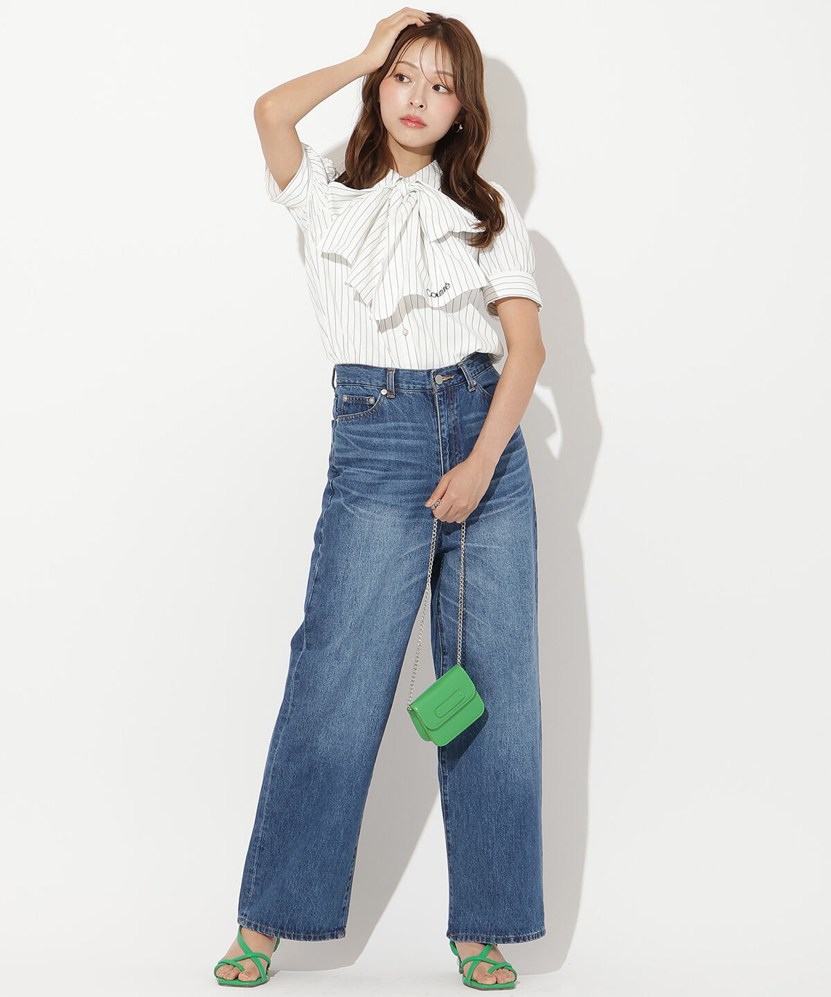 アンドクチュール「バタフライリボンストライプブラウス」|シャツ・ブラウス|