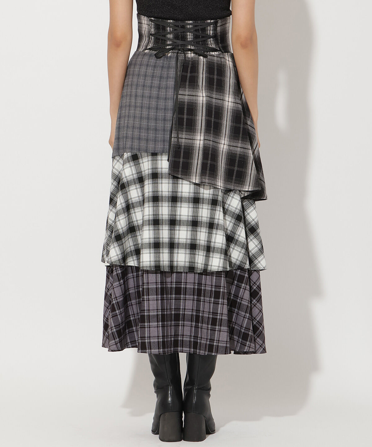 アンドクチュール「パッチワークティアードスカート」|フレア|