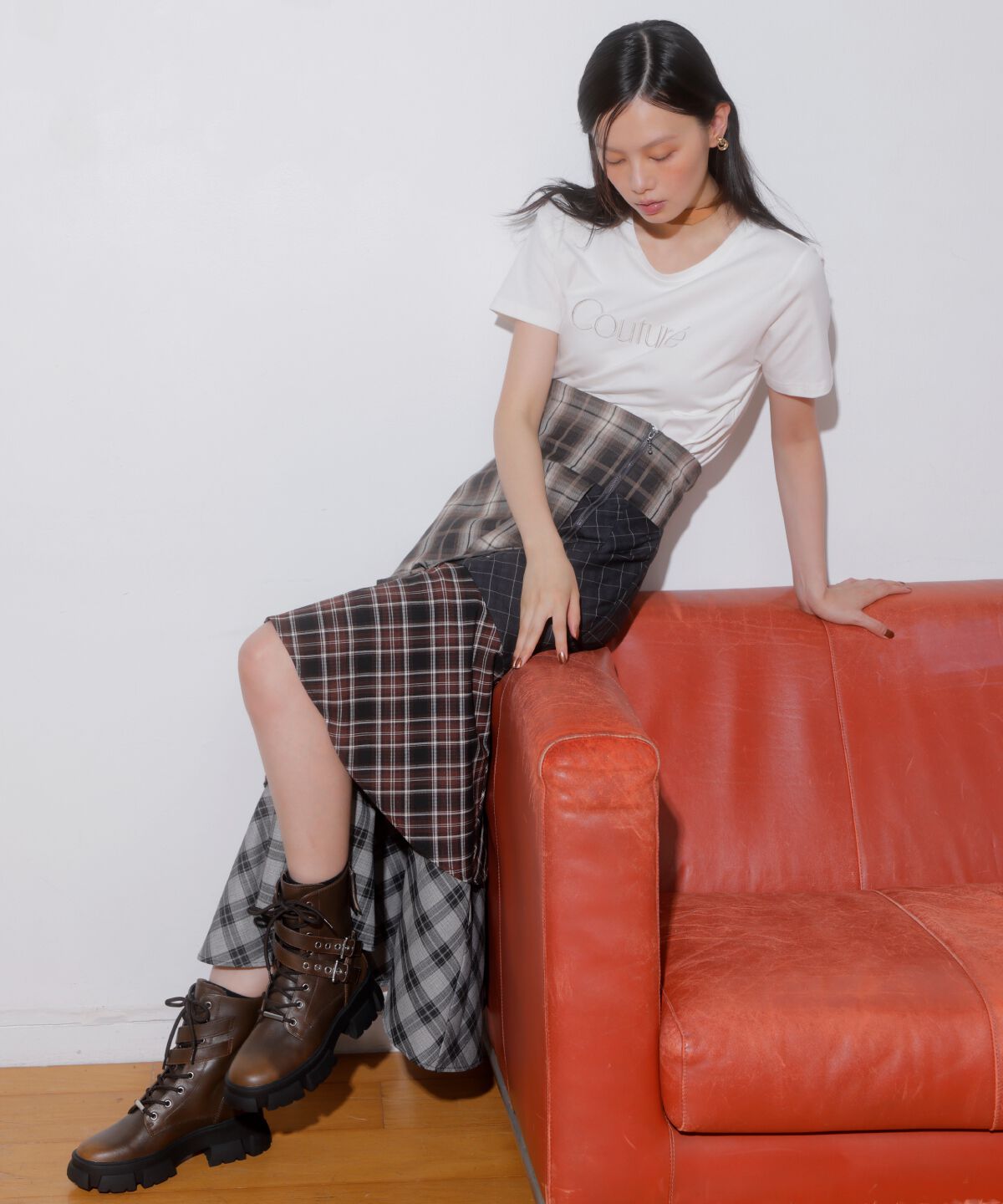 アンドクチュール「パッチワークティアードスカート」|フレア|