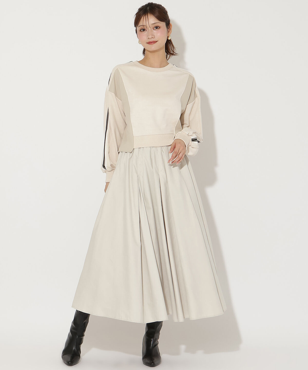 アンドクチュール「ライン入り裏毛トップス」|Tシャツ・カットソー|