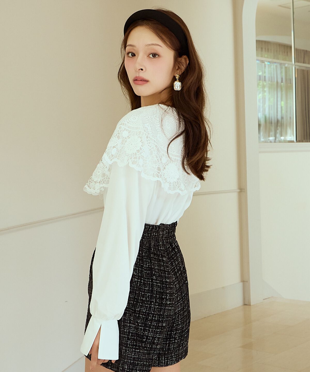 アンドクチュール「レースカラーブラウス」|シャツ・ブラウス|