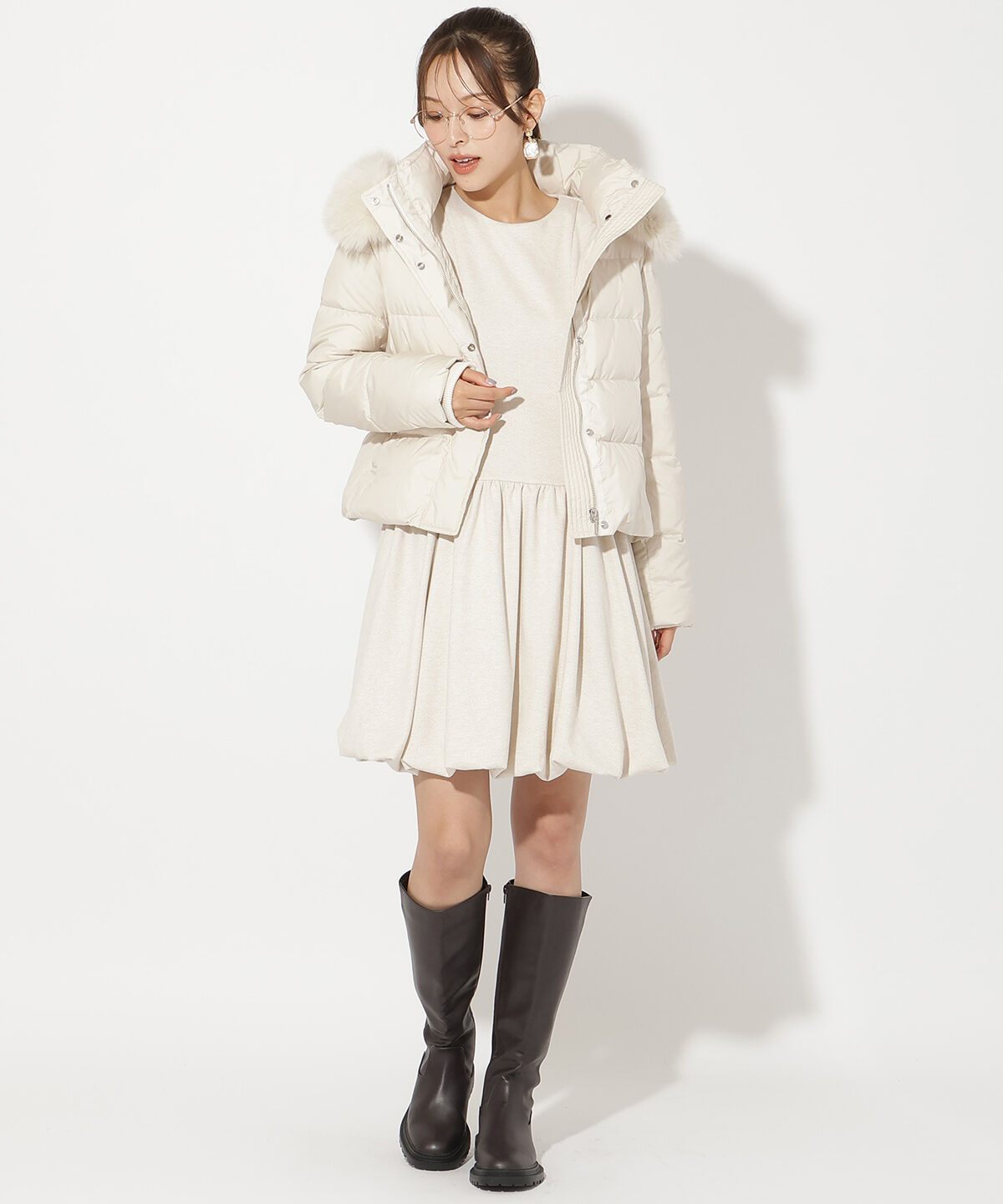 アンドクチュール「FOXファー付きショートダウン」|ダウン|