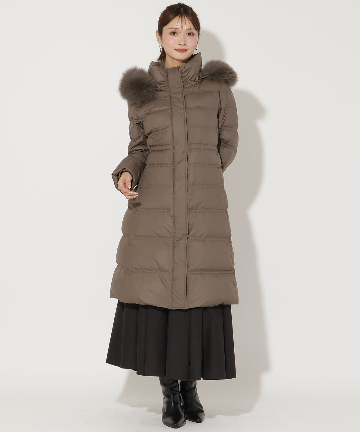 アンドクチュール「FOXファー付きプレミアムミドルロングダウン」|ダウン|