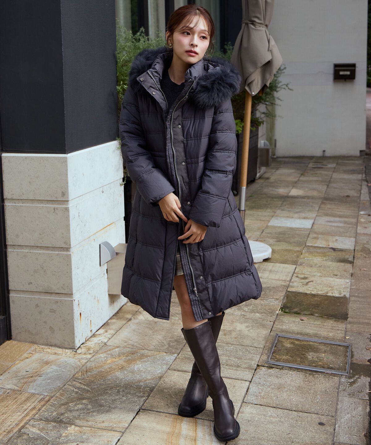 アンドクチュール「FOXファー付きプレミアムミドルロングダウン」|ダウン|