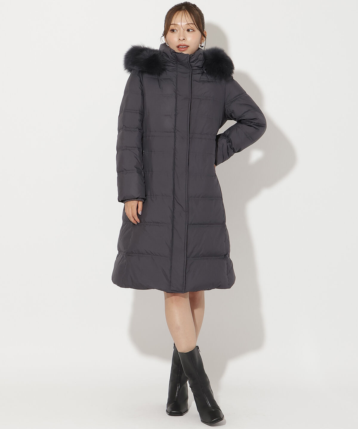 アンドクチュール「FOXファー付きプレミアムミドルロングダウン」|ダウン|
