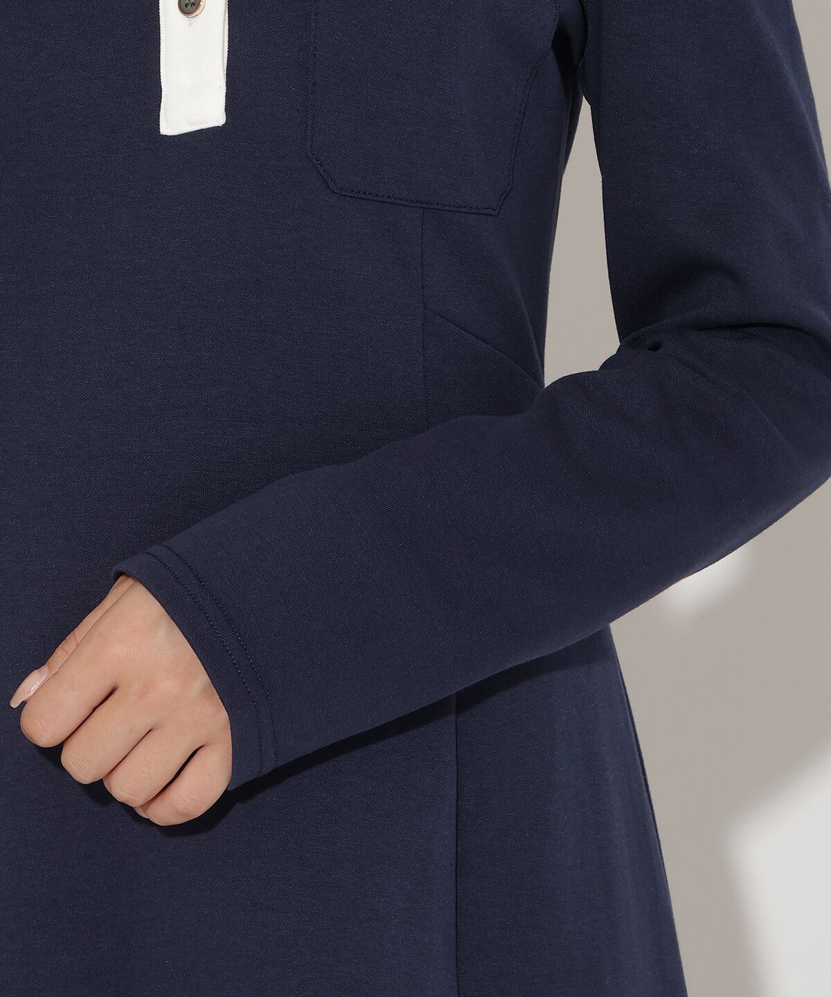 アンドクチュール「配色ポロ襟長袖ワンピース」|ワンピース|