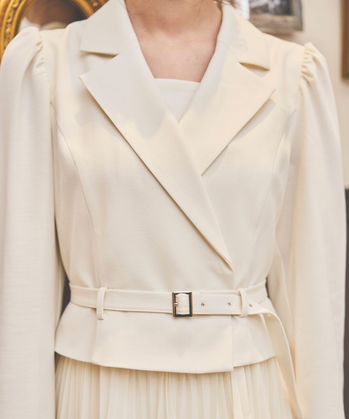 アンドクチュール「ジャケットレイヤードプリーツワンピース」|ワンピース|