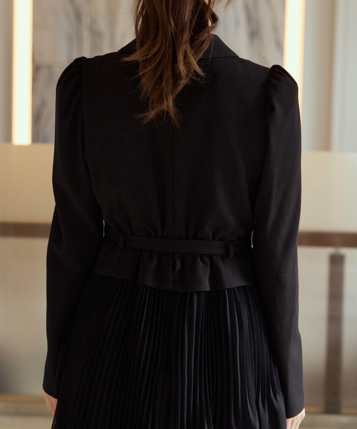 アンドクチュール「ジャケットレイヤードプリーツワンピース」|ワンピース|