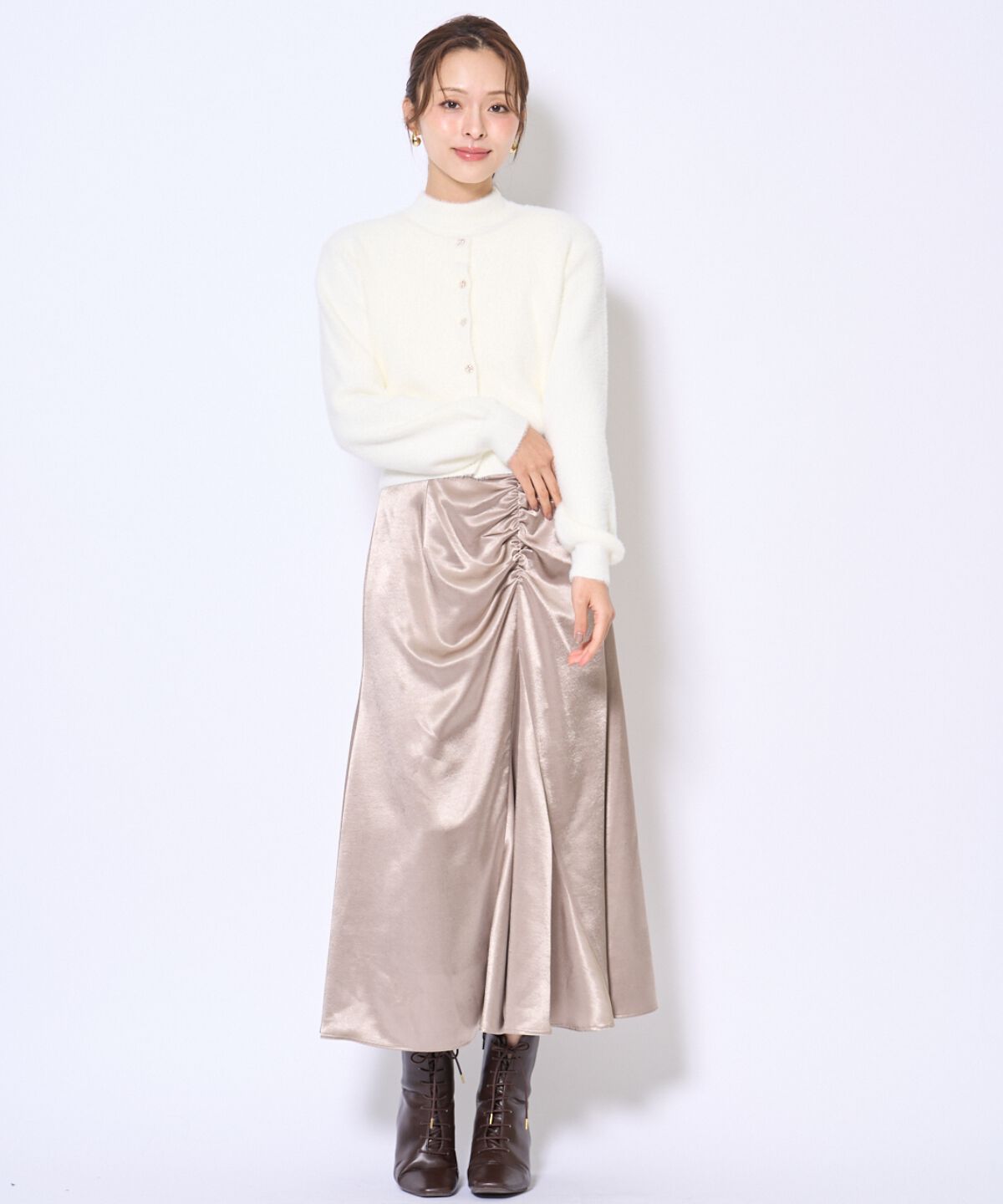 アンドクチュール「ラメフェザーニットアンサンブル」|カーディガン|