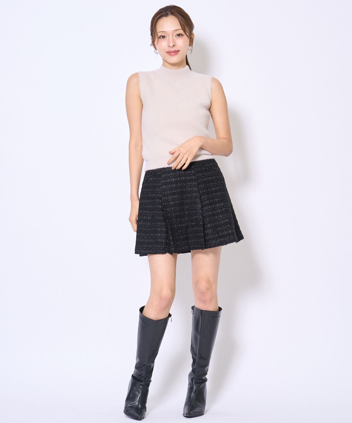 アンドクチュール「ラメフェザーニットアンサンブル」|カーディガン|