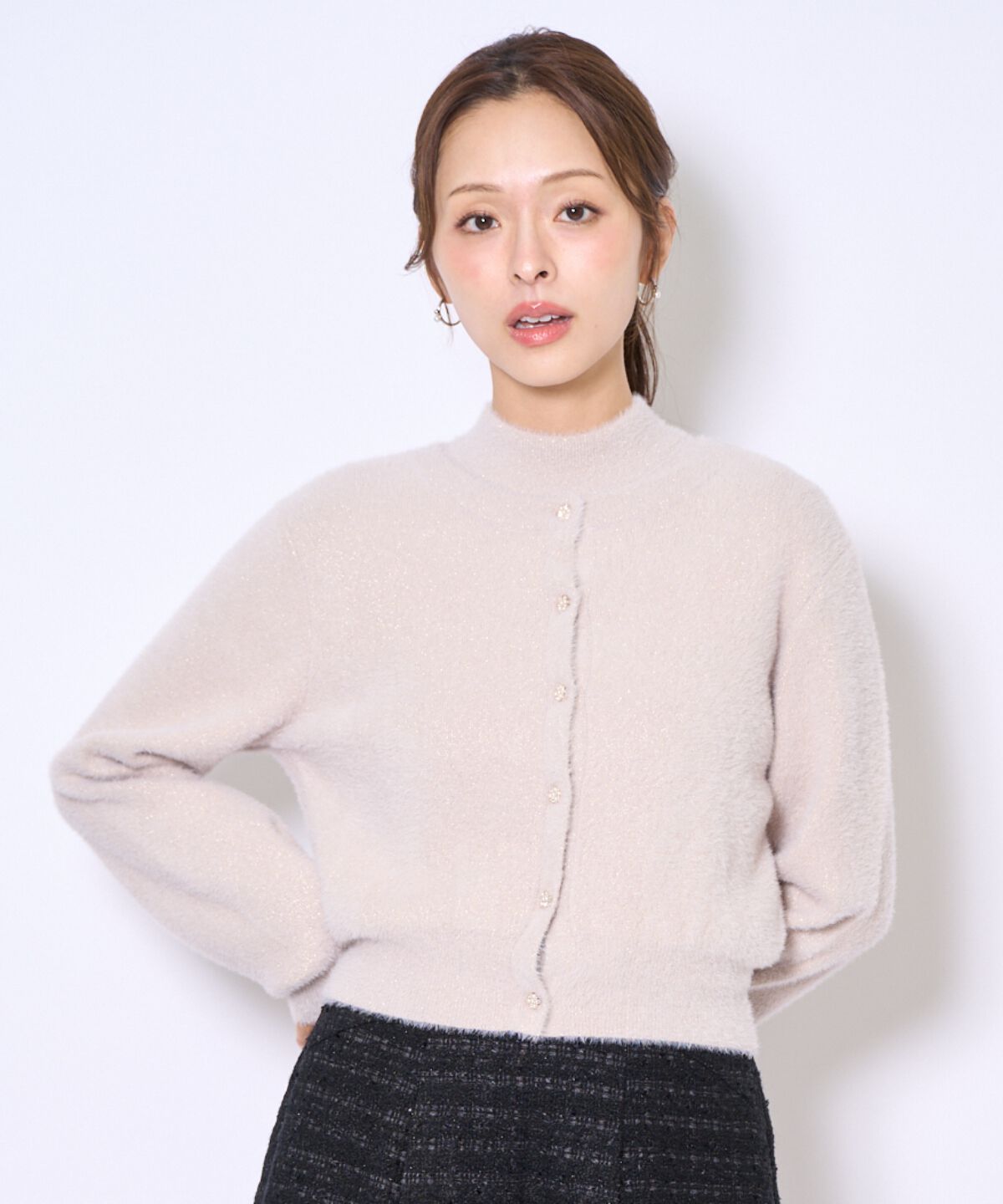 アンドクチュール「ラメフェザーニットアンサンブル」|カーディガン|