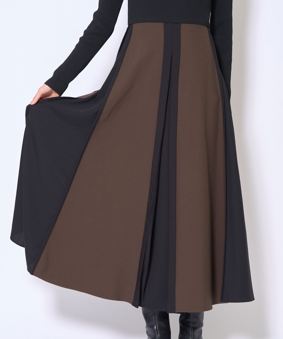 アンドクチュール「配色ドッキングワンピース」|ワンピース|