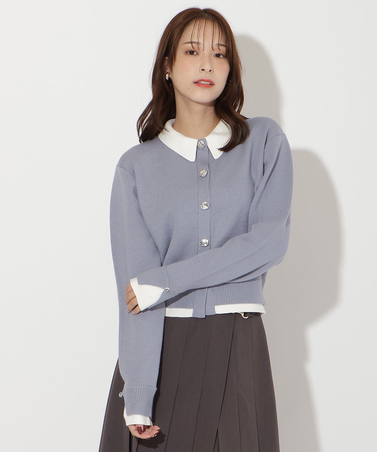 アンドクチュール「レイヤードライクニットカーデ」|カーディガン|