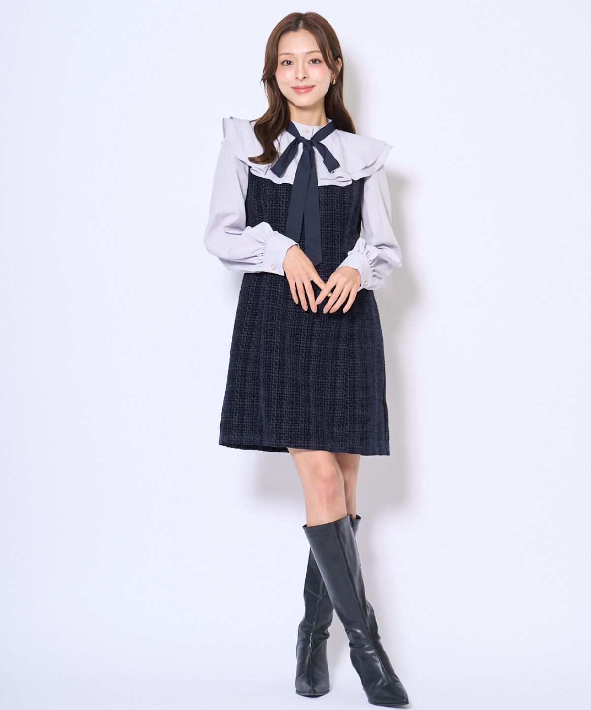 アンドクチュール「ボウタイミニワンピース」|ワンピース|