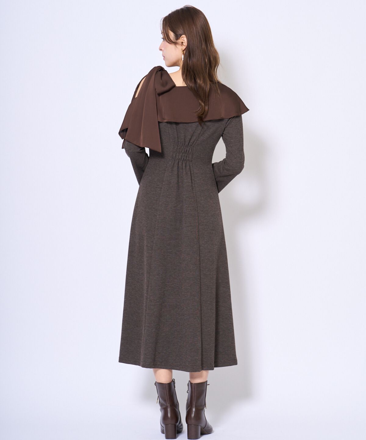 アンドクチュール「ショルダーリボンカットソーワンピース」|ワンピース|